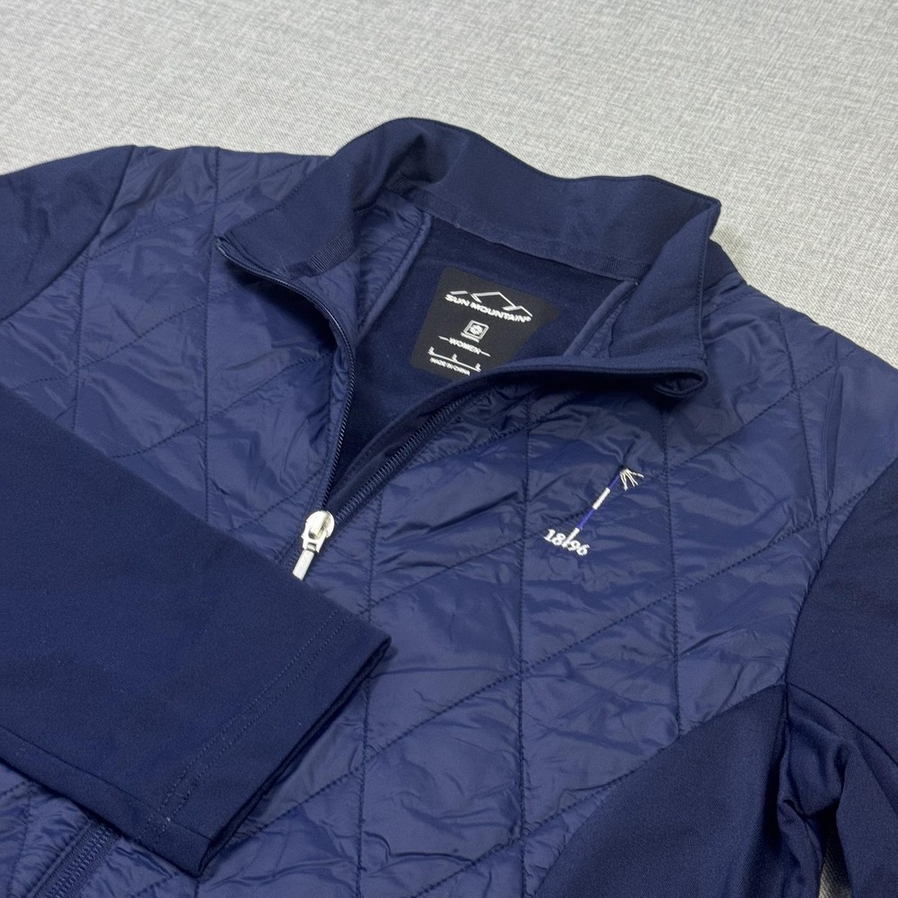 Sun Mountain AT Hybrid Quilted Golf Jacket Womens L Blue Thermal Insulated Zip